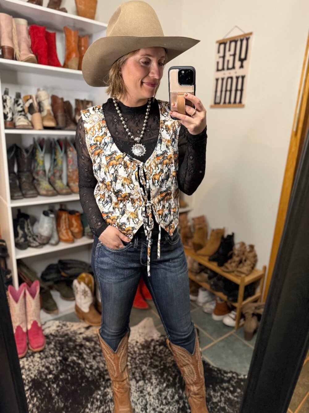 Kyara Tie Front Buckaroo Vest ✙NWT✙